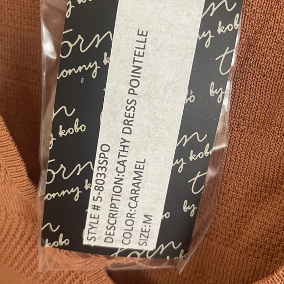 NWT! Torn x Ronny Kobo Cathy Pointelle Knit Dress Medium Caramel Color - Picture 6 of 7
